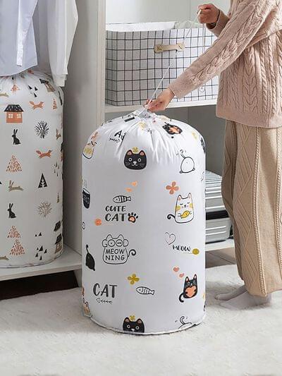 Printed cylinder shape loundry bag